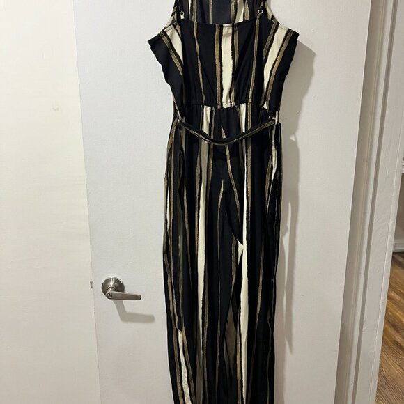 ✨ Bishop + Young Striped Jumpsuit - M - Effortless Chic in Black, Gold & Tan ✨ - Picture 6 of 6